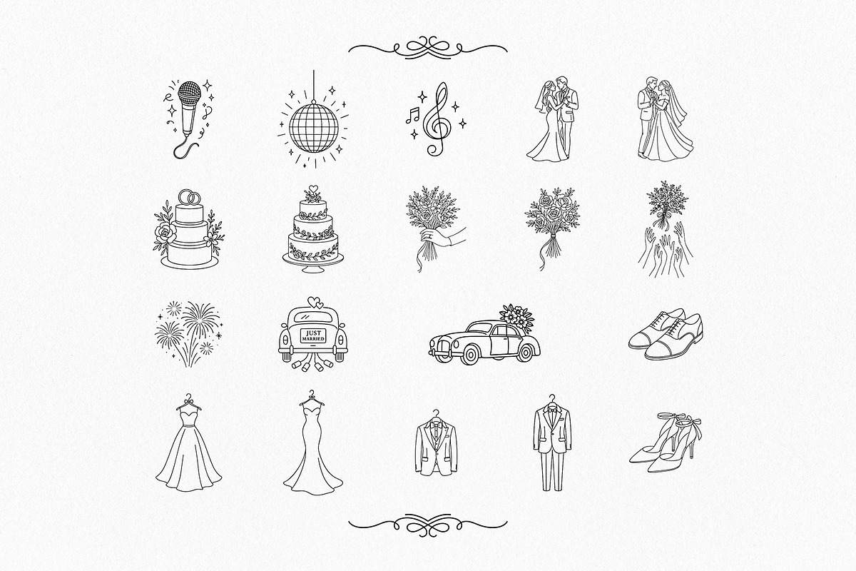 Wedding Timeline Icons, Line Art, an Object Illustration by Pretty Meerkat (Photo 3 of 6)
