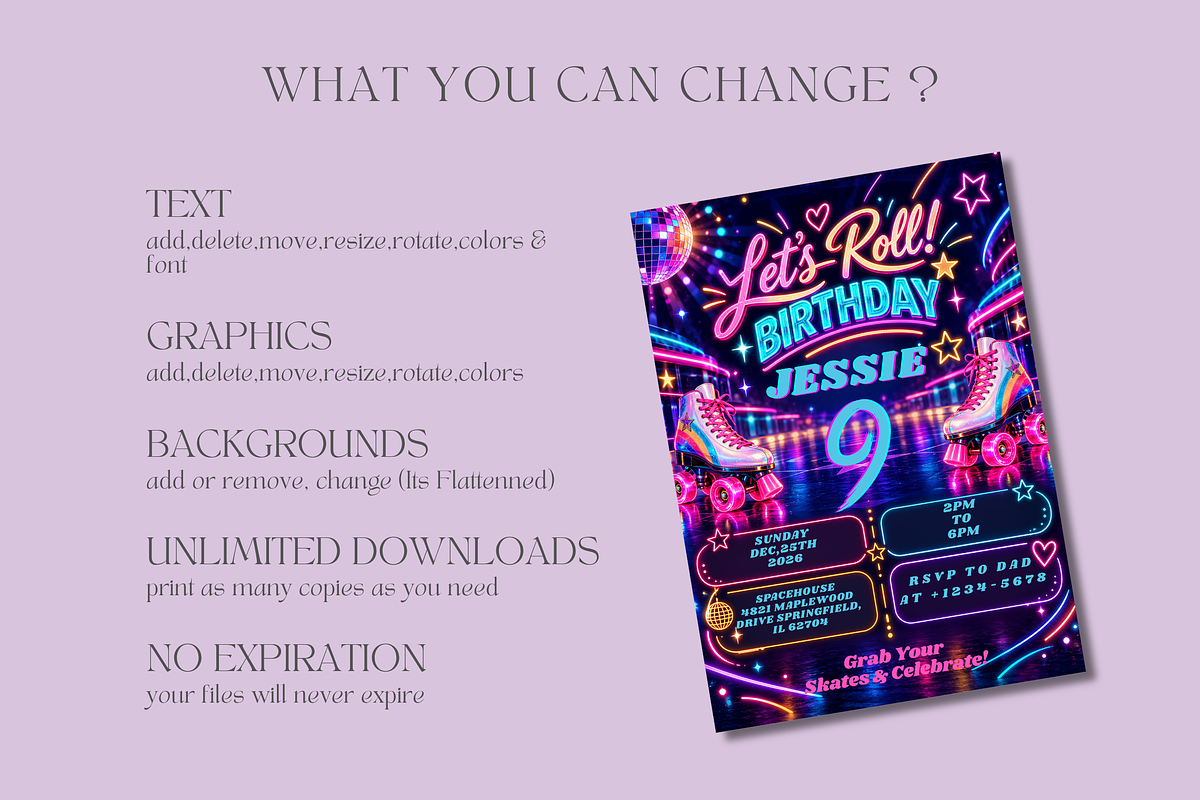 Roller Skating Birthday Invitation, an Invitation Template by InvitingStorys (Photo 10 of 11)