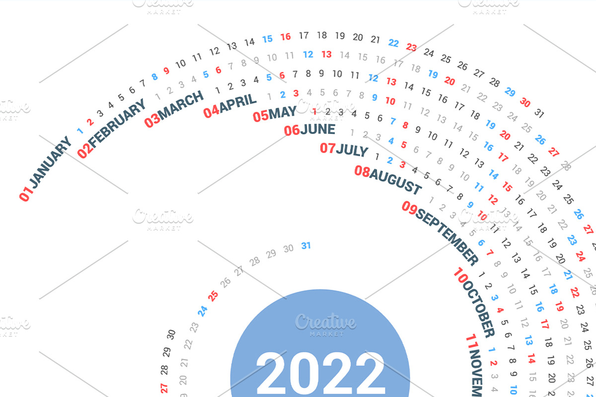 Calendar 2022 round spiral, a Stationery Template by WORAKAMON Design Studio (Photo 3 of 3)
