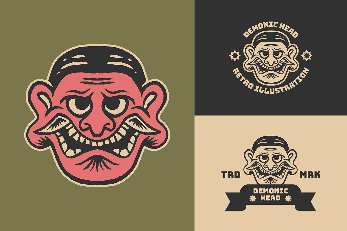 JAPANESE DEMONIC HEAD ILLUSTRATION, a Texture Illustration by aditvest