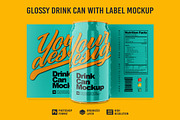 Glossy Drink Can with Label Mockup, a Packaging Mockup by Aprndy85 (Thumbnail 1 of 5)