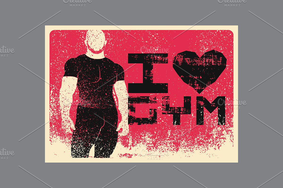 I Love Gym. Grunge vector set., a Person Illustration by PoPaShop (Photo 3 of 9)