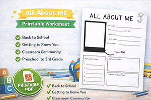All About Me Printable Worksheet