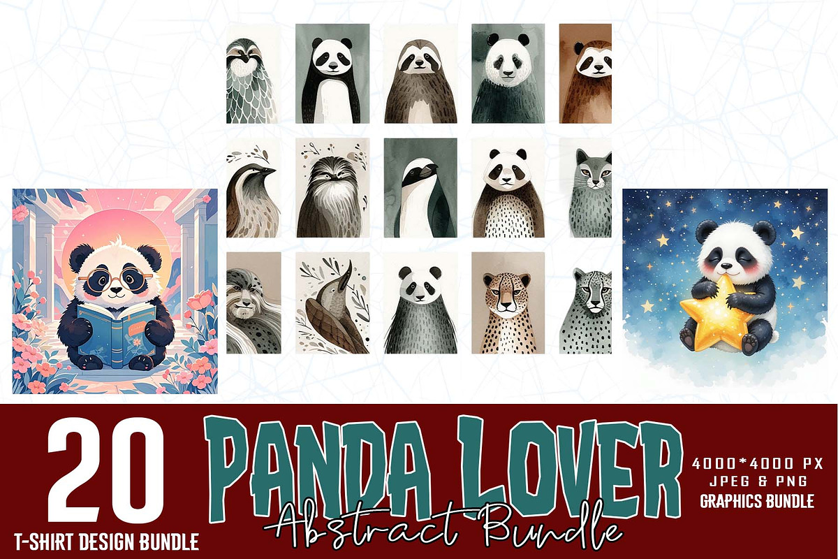 Cute Panda T-shirt Design Bundle, an Object Graphic by Sofia's Fashion (Photo 1 of 3)