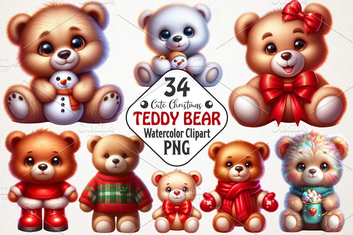 Cute Christmas Teddy Bear Sublimatio, an Illustration by RobertsArt (Photo 1 of 5)