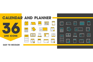 Calendar outline icons, a Finance Illustration by Vector Tradition