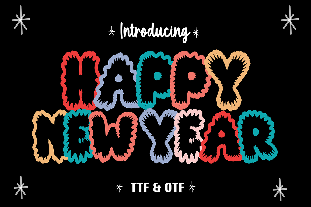 Happy New Year - Cartoon Font Types, a Font by KiddoGlyphs Studio (Photo 1 of 3)