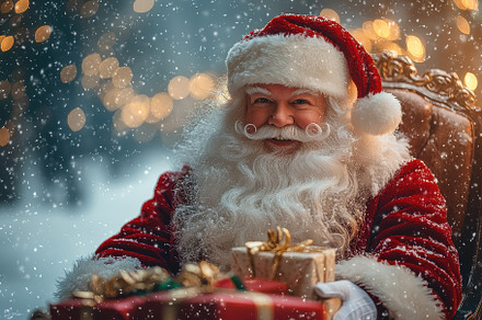 Santa Claus enjoys a joyful moment s, a Photo by Tanuart