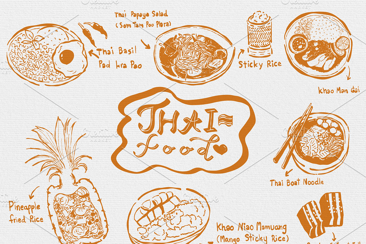Thai Food Hand-Drawn Set, a Food Illustration by AMMi (Photo 2 of 5)