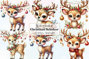 Christmas Reindeer Clipart, a Work Illustration by CraftArtStudio (Thumbnail 1 of 6)