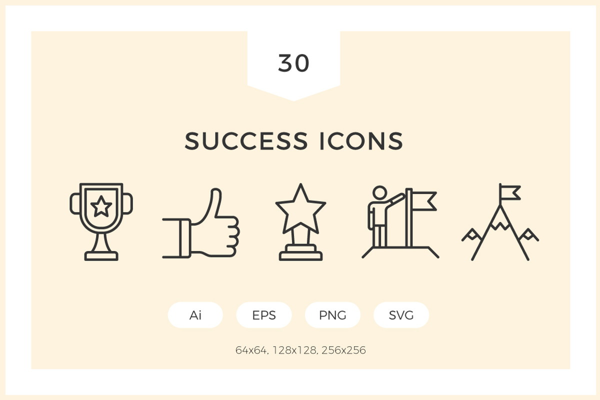 Success Icons, an Outline Icon by PixMarket