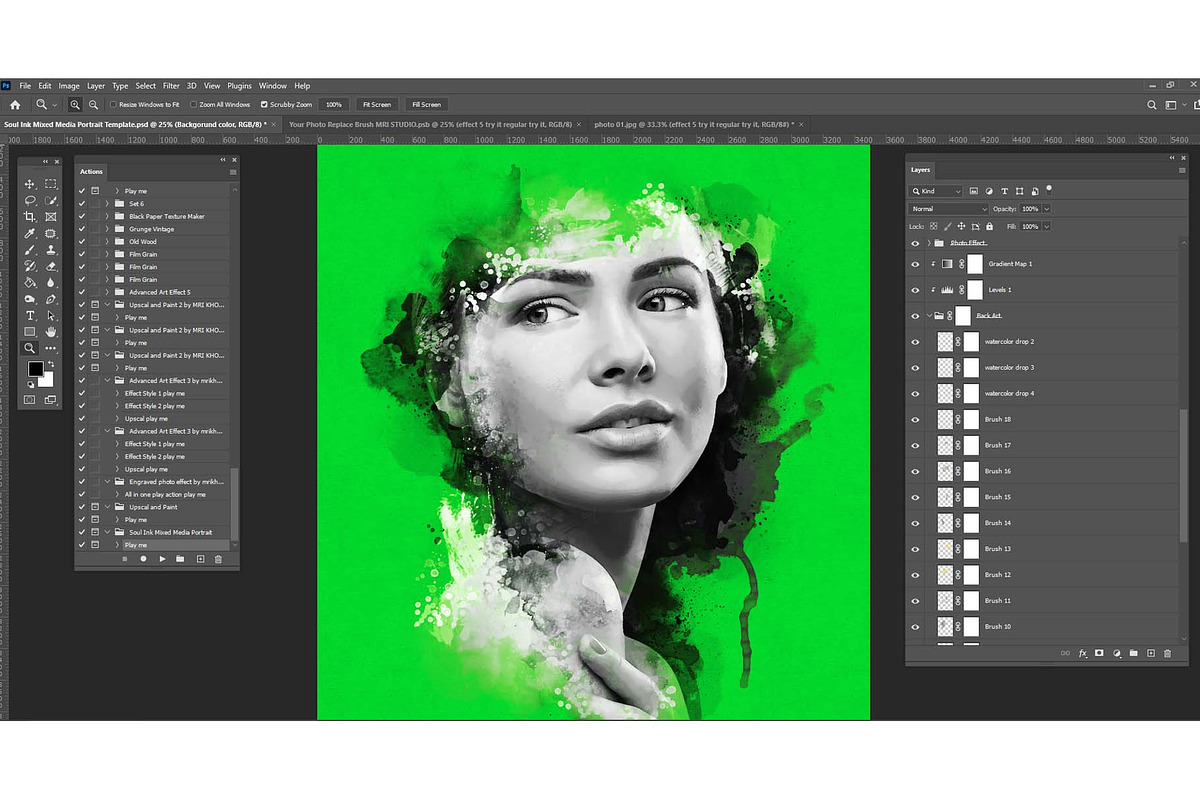 Soul Ink Mixed Media Portrait Action, an Action Add-On by MRI STUDIO (Photo 5 of 18)