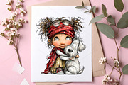 Whimsical Hugging Girl and Dog PNG, a Seasonal Illustration by Canvas Craft (Thumbnail 10 of 10)