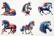 Patriotic 4th of July Horses Clipart, an Illustration by RobertsArt (Thumbnail 3 of 4)
