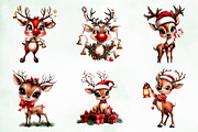 Whimsical Christmas Reindeer Clipart, an Illustration by Creative Art (Thumbnail 6 of 11)