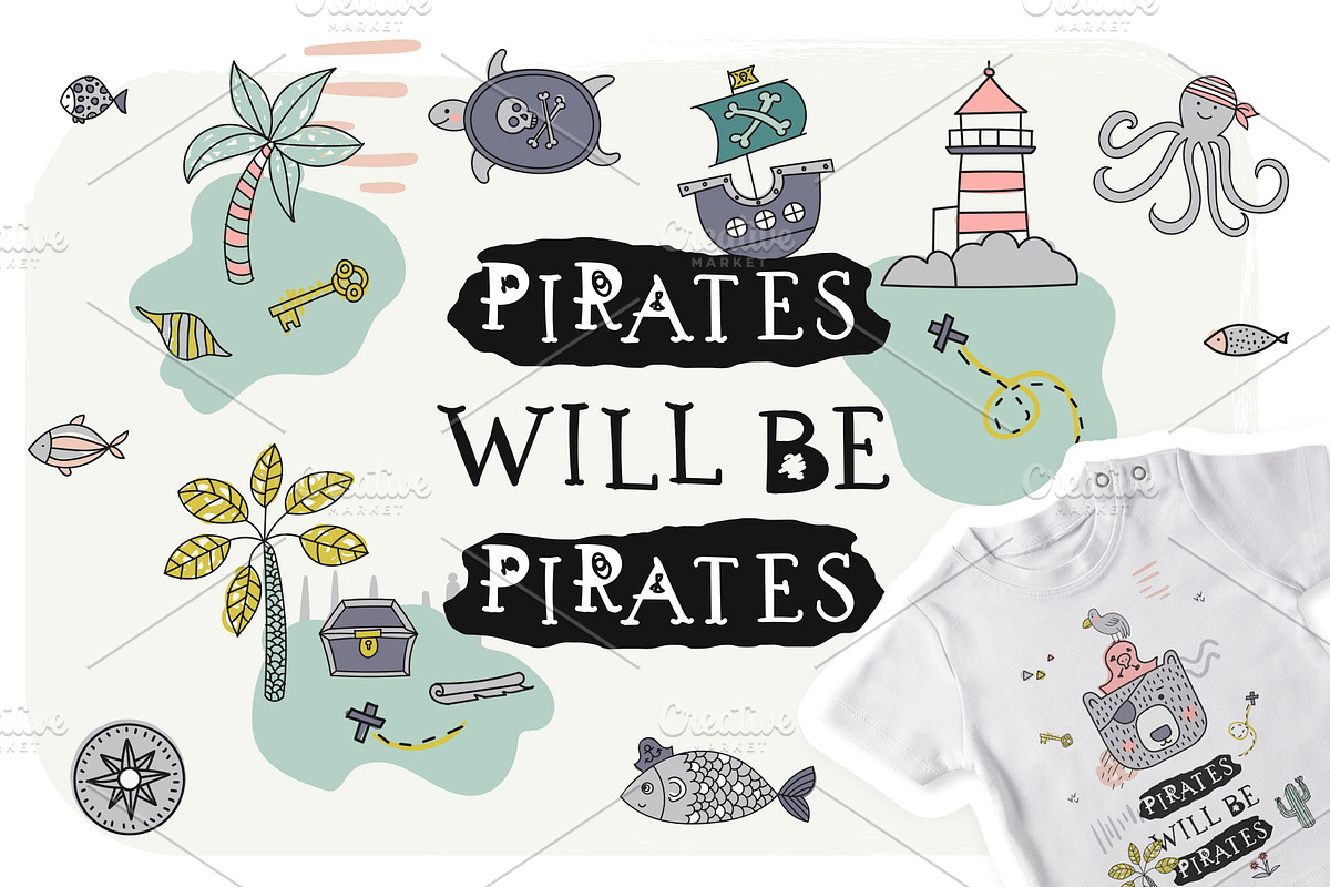 Cute pirate design, an Animal Illustration by kuchuk_design (Photo 1 of 5)