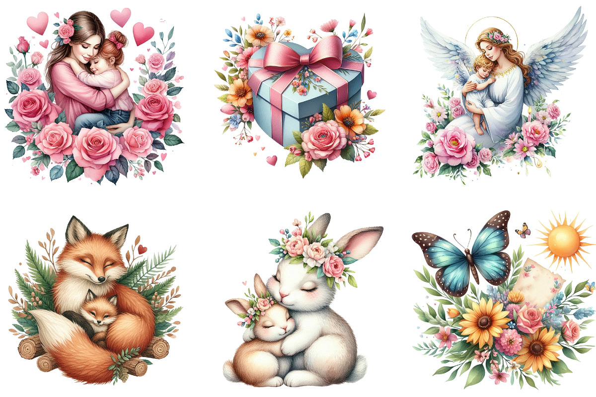 Romantic Mothers Day Clipart, an Illustration by DreamArtGraphic (Photo 3 of 4)