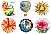 Round Stained Glass Summer Clipart, an Illustration by CreationArt (Thumbnail 4 of 5)