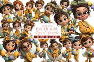 Whimsical Easter Girl Clipart, an Illustration by DreamArtGraphic