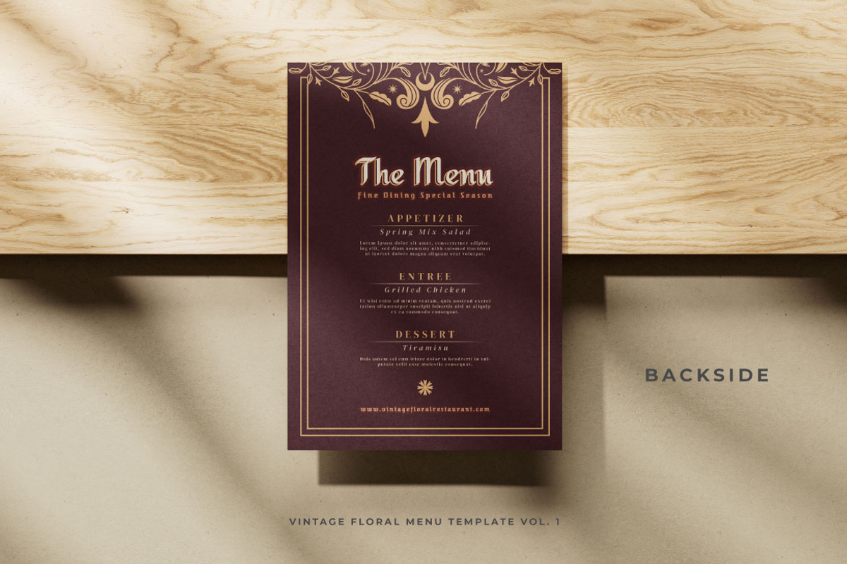 Vintage Floral Menu Vol.1, a Brochure Template by Bewalrus Studio (Photo 3 of 3)