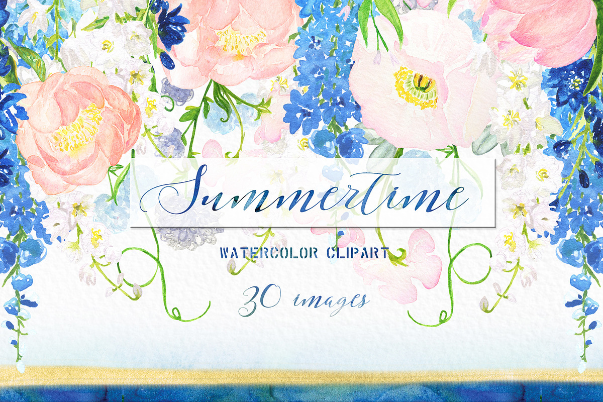 Summertime watercolor flowers, a Texture Illustration by LABFcreations (Photo 4 of 9)