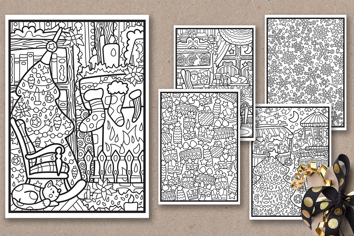 Merry Christmas Coloring Pages A4, a Texture Illustration by RabbitAndPencil (Photo 5 of 6)