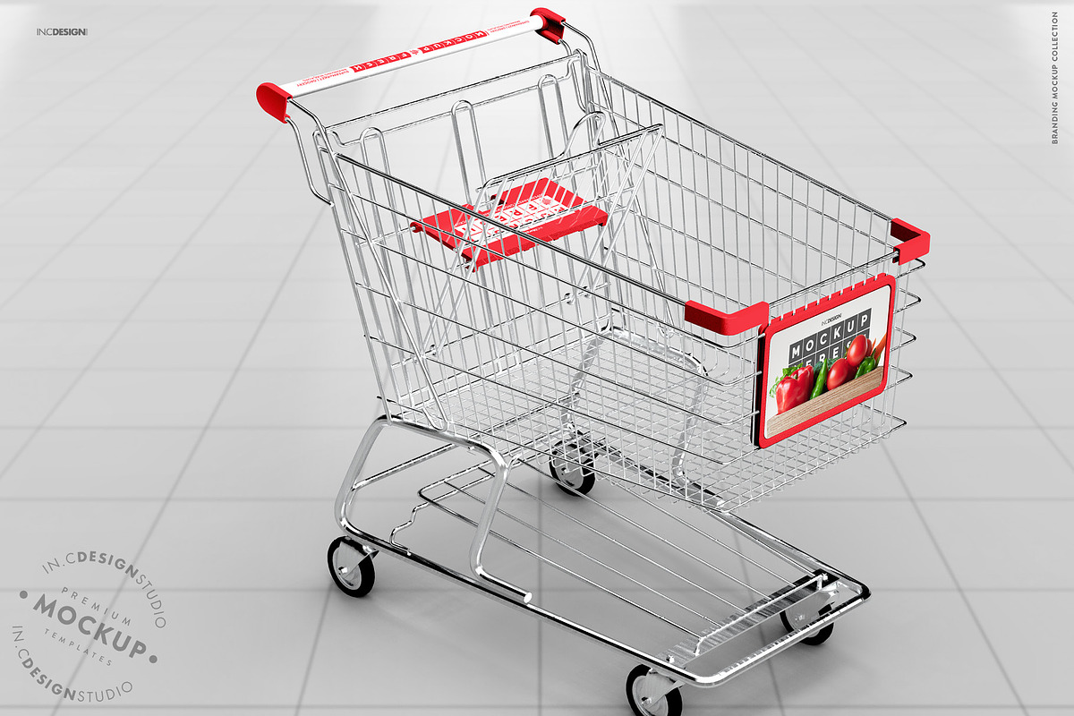 Metal Shopping Cart Branding Mockup, a Product Mockup by INCDesign (Photo 14 of 19)