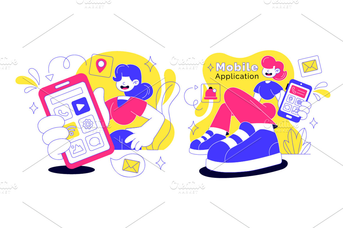 5 Mobile Application Illustration, a Technology Illustration by denayunebgt (Photo 3 of 3)