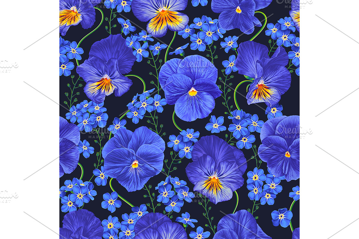 Pansies and Forget-Me-Not Pattern, a Pattern Graphic by MarynaPetrovska (Photo 2 of 12)