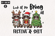 Funny Christmas Sarcastic Raccoon, an Illustration by CreationArt (Thumbnail 1 of 4)