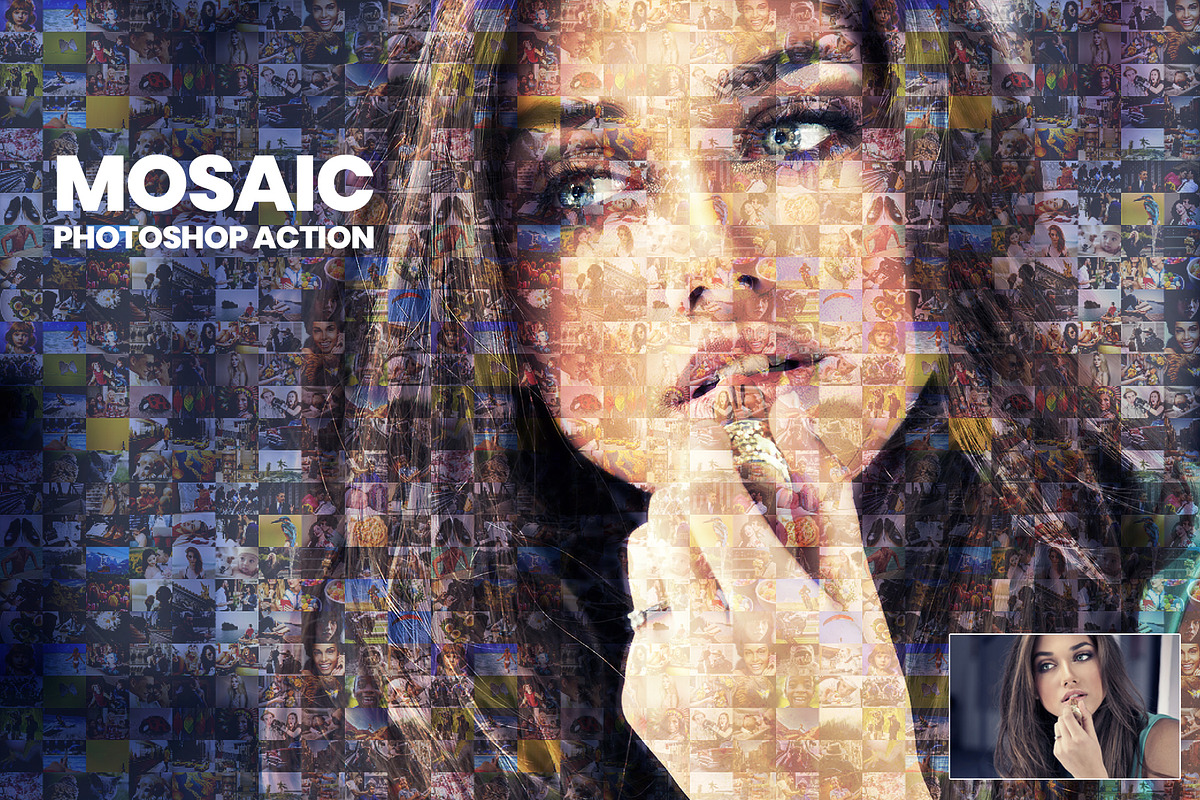 Mosaic Photo Photoshop Action, an Action Add-On by PSD Action (Photo 1 of 7)