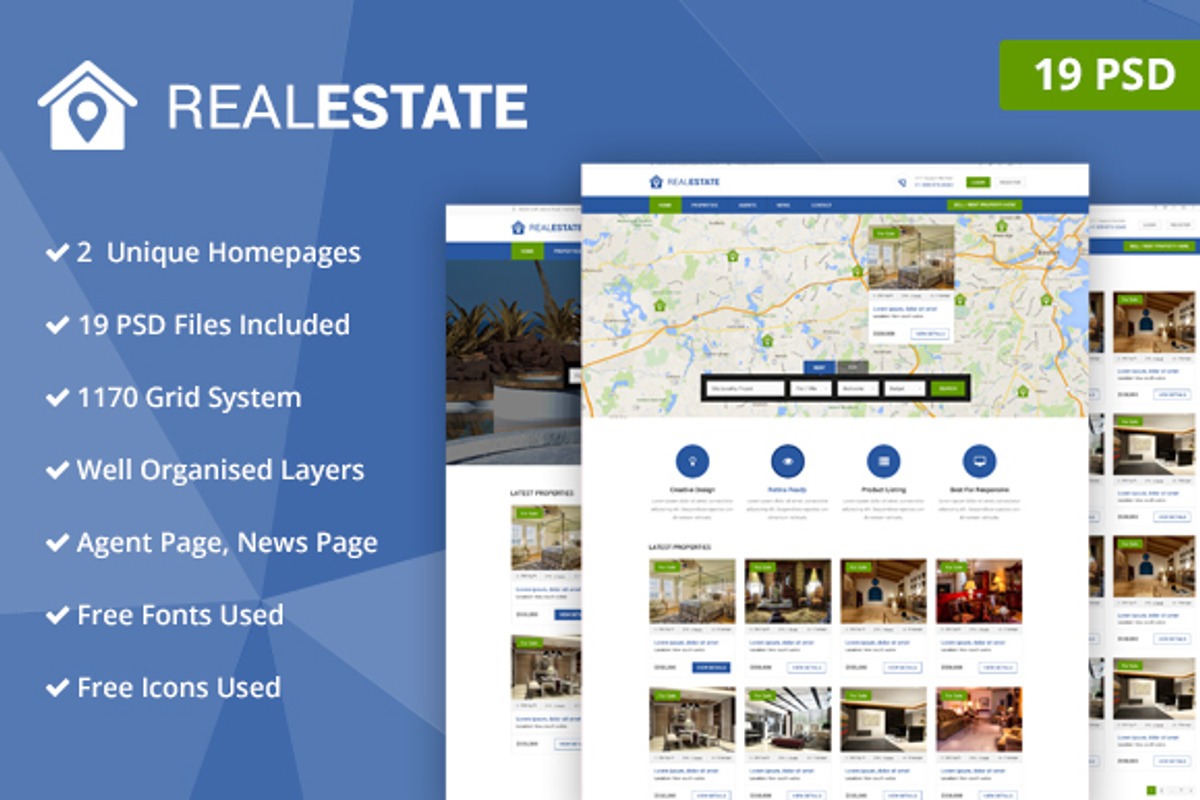 Real Estate PSD Website Template, a Landing Page Template by WebbyTemplates (Photo 1 of 20)