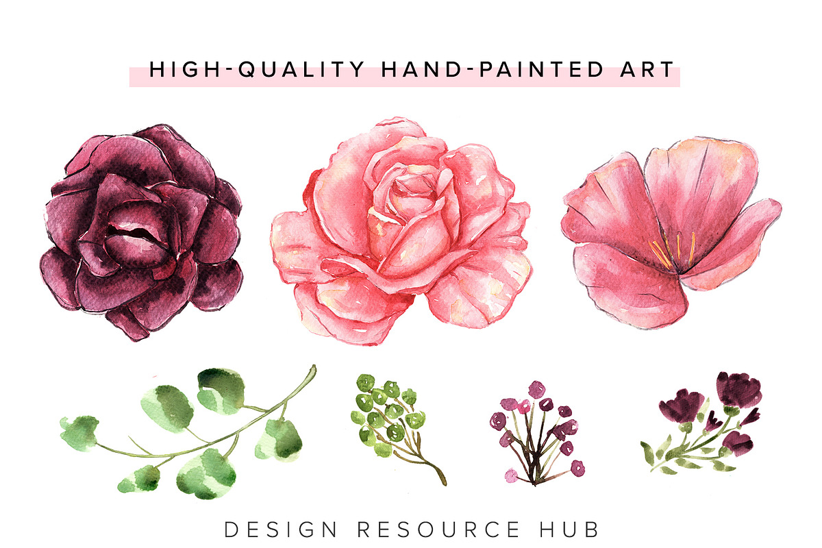Watercolor Pack: Cerise Romance, a Texture Illustration by Design Resource Hub (Photo 2 of 11)