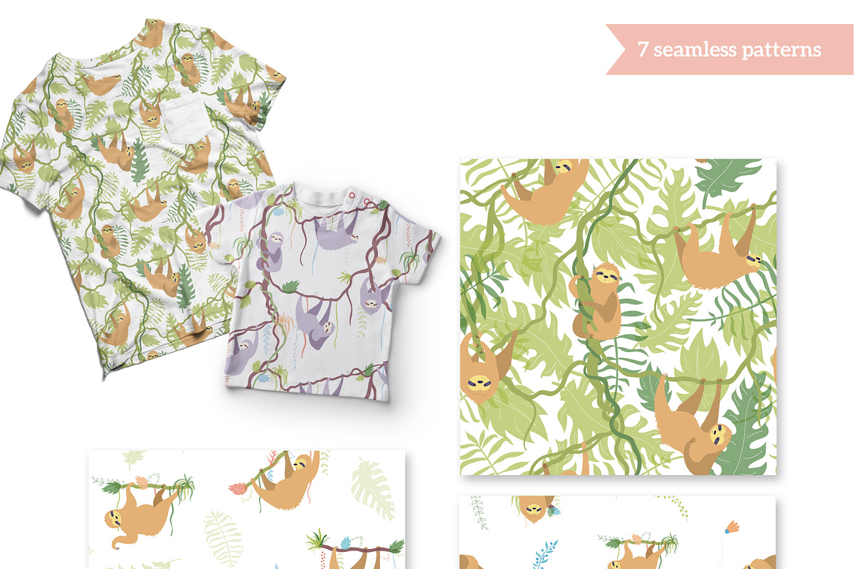 Happy Sloth - clipart collection, an Animal Illustration by Pikovit (Photo 5 of 9)