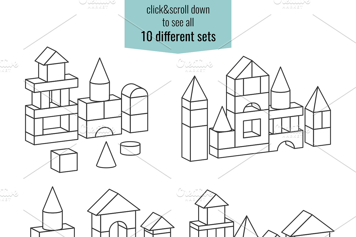Line style toy building towers, an Education Illustration by Primula`s shop (Photo 2 of 3)
