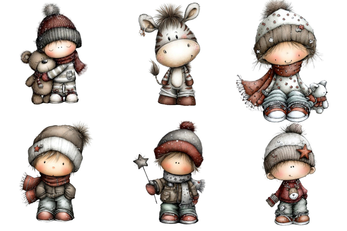 Whimsical Winter Kids Clipart Bundle, an Illustration by DreamArtGraphic (Photo 5 of 5)