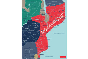 Mozambique Country Detailed Editable