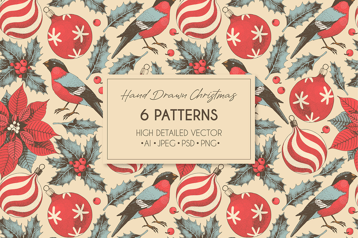 Hand Drawn Christmas, a Pattern Graphic by GreyLilac (Photo 1 of 9)