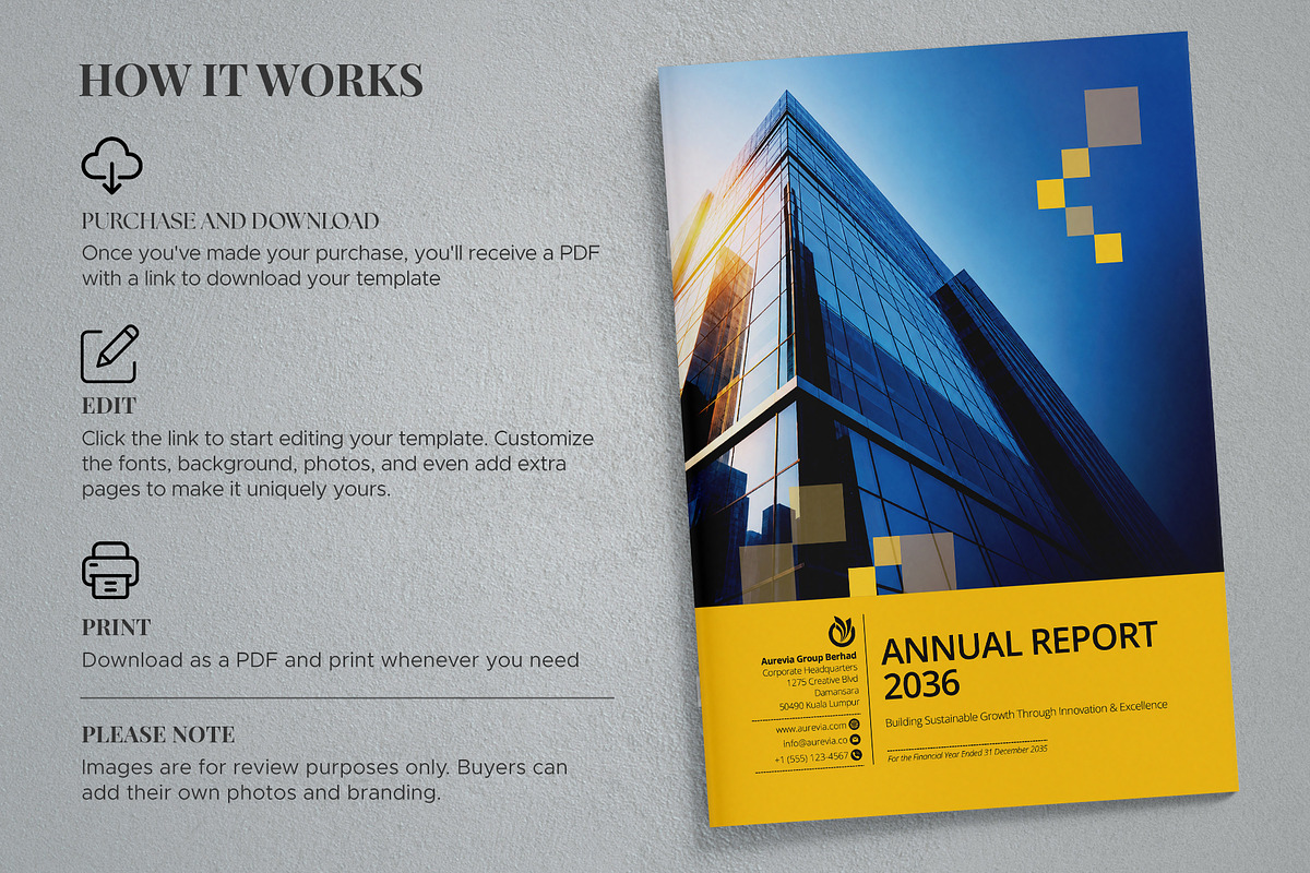 Annual Report Template Canva, a Brochure Template by Oshin Design (Photo 6 of 6)