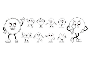 Groovy circle cartoon characters, an Illustration by Valerie Bodnar