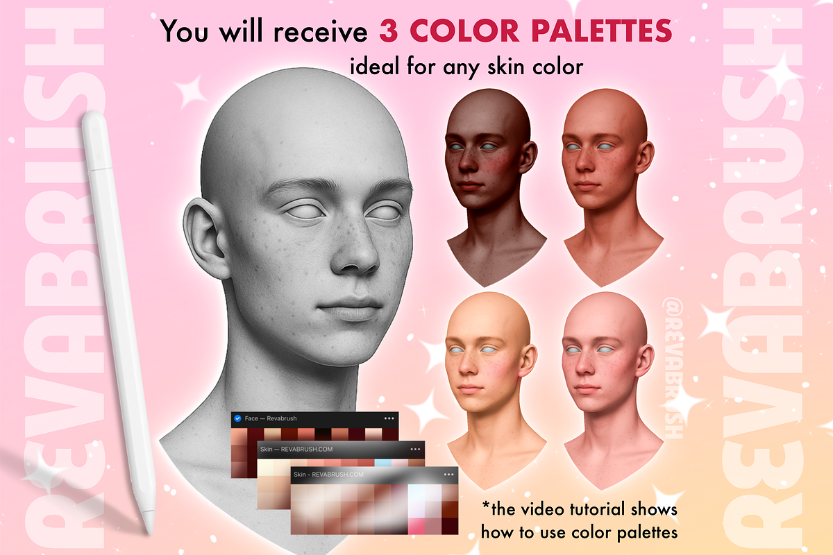 Procreate Male Head Portrait brushes, a Brush Add-On by Revabrush (Photo 5 of 9)