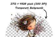 Whimsical Peeking Girl Clipart, an Illustration by one-touch (Thumbnail 12 of 12)