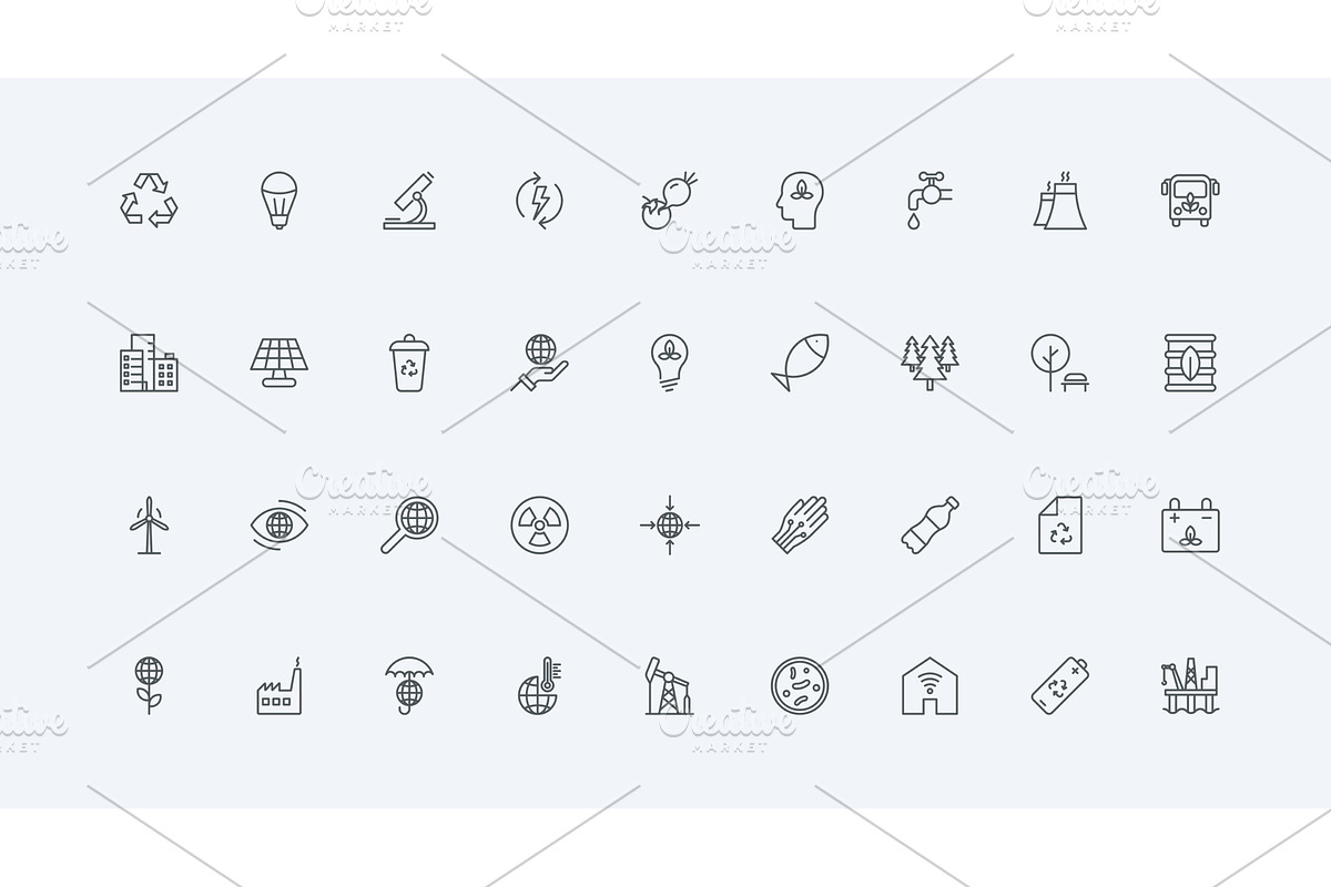 Eco technology green energy icons, an Object Illustration by Lemberg Vector