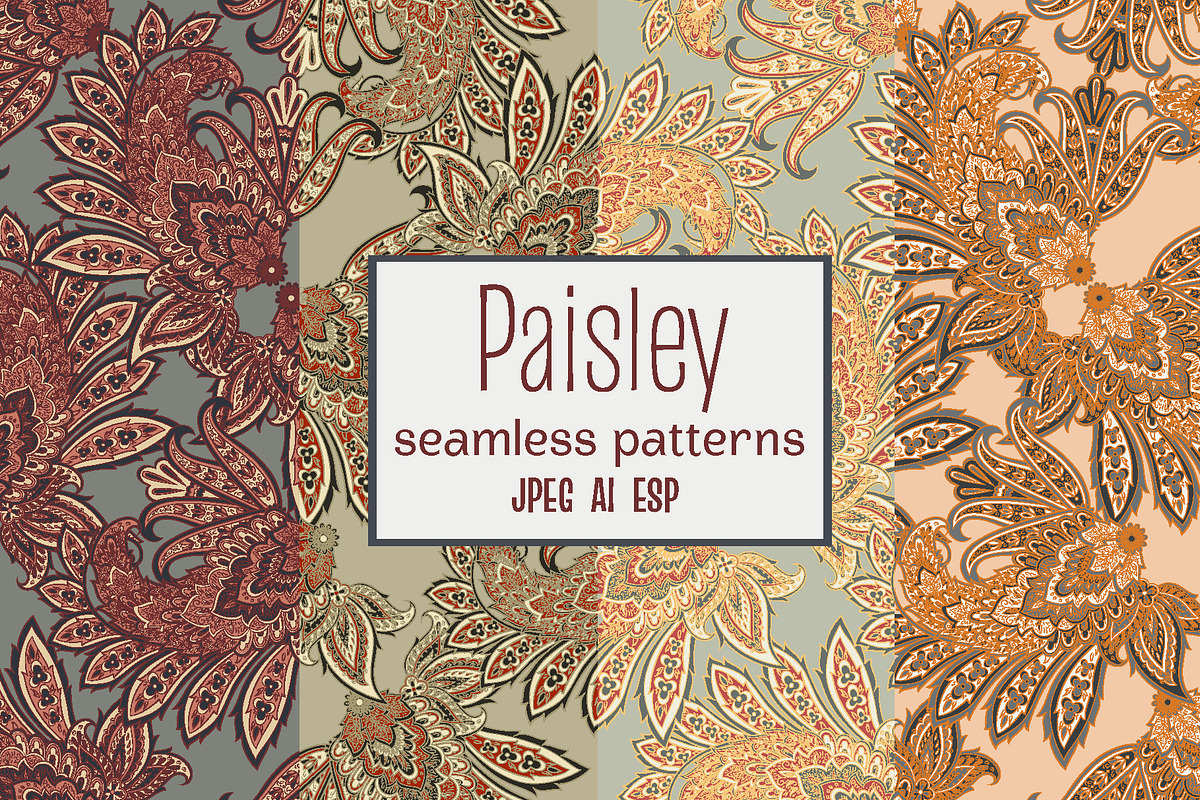 Floral Paysley seamless paterns, a Pattern Graphic by antalogiya (Photo 1 of 5)