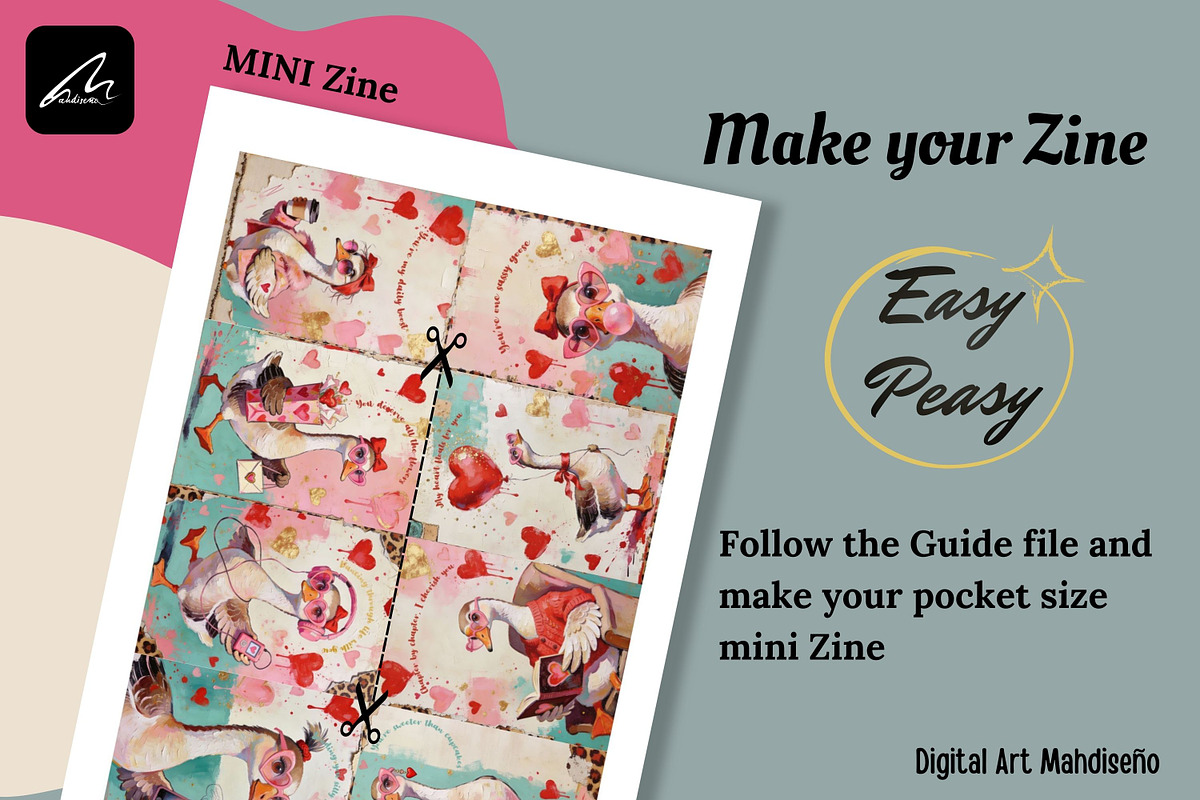 Sassy Goose Valentine Print Set Card, a Card Template by Digital Art Mahdiseño (Photo 9 of 11)