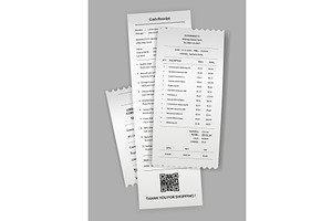 Payment check and receipts. Set of, a Finance Illustration by the8monkey