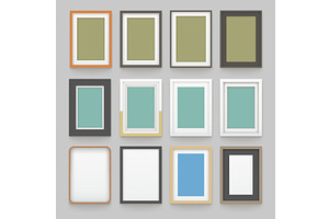 various photo frames in set on grey, an Object Illustration by IfH