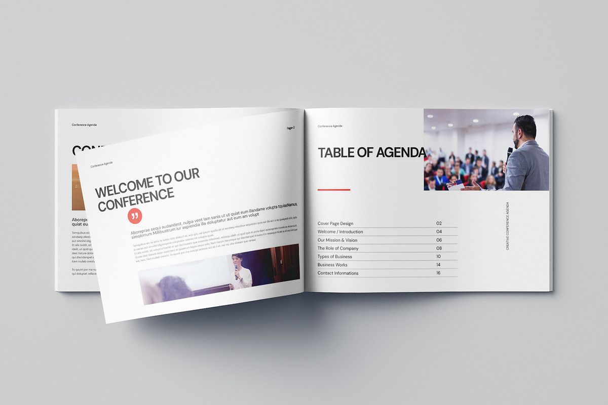 Conference Agenda Landscape Template, a Brochure Template by Pixelpick (Photo 2 of 9)
