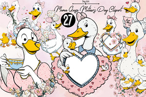 Mama Goose Mother’s Day Clipart Bund, an Illustration by SVGArt