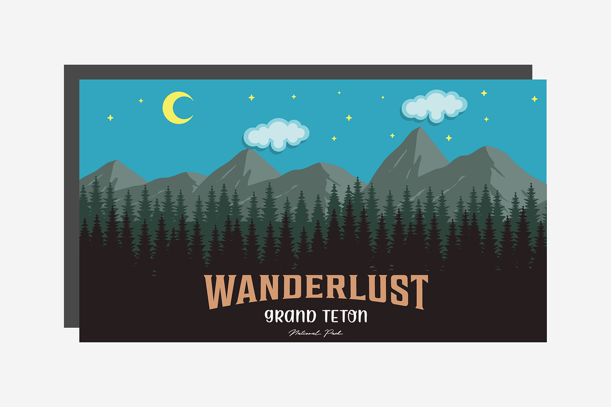illustration poster of wanderlust, a Poster Template by Pyruos ID